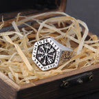Anél Masculino vegvísir Nordico com Caixa Viking