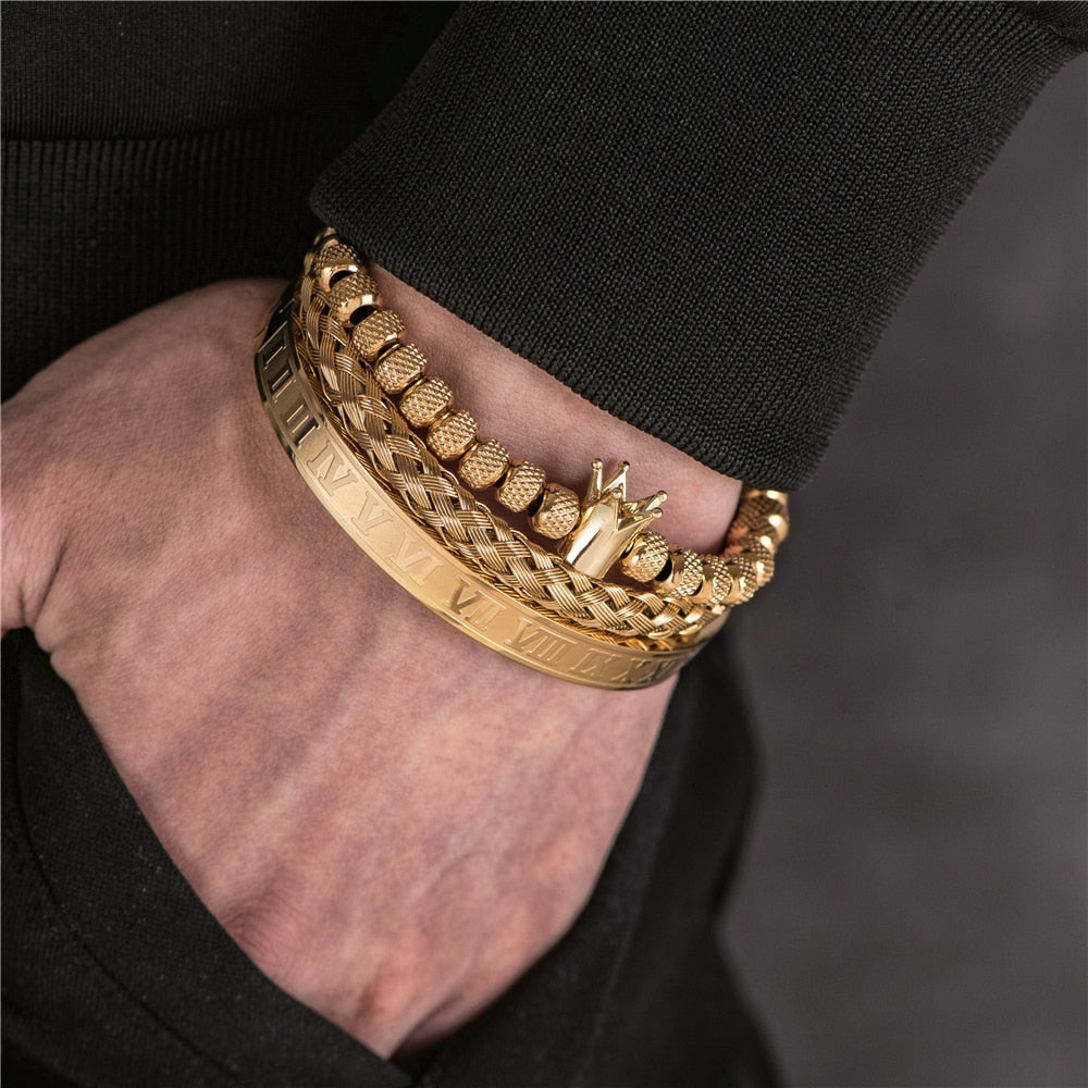 Pulseira Masculina Luxo Royal 3 em 1
