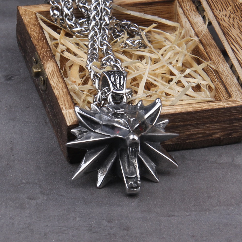 Colar Masculino Head Wolf com Caixa Vikings