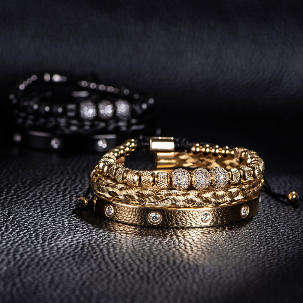 Pulseira Masculina Brilhantes Luxo Punk