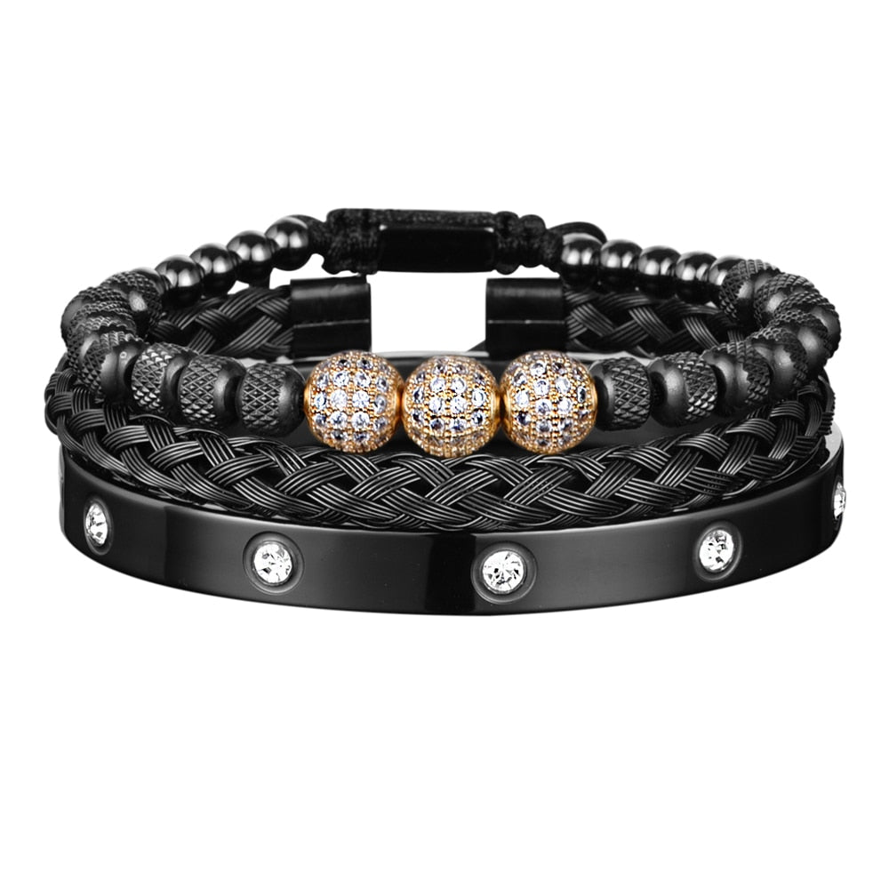 Pulseira Masculina Brilhantes Luxo Punk