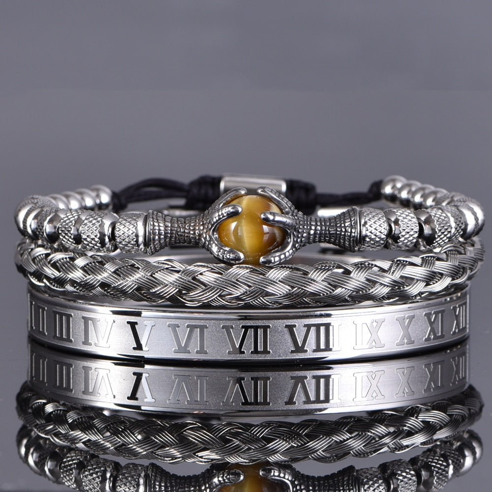 Pulseira Bracelete Masculino Olho de Tigre Stone