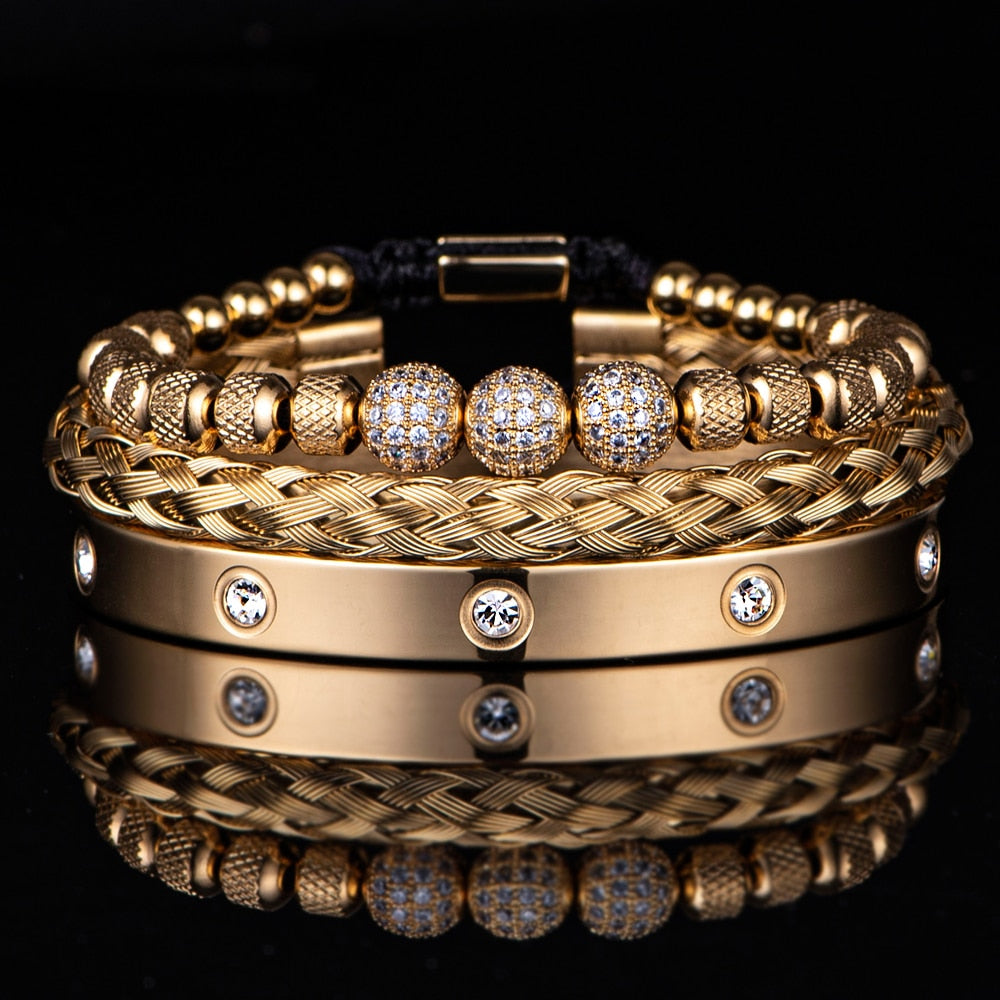 Pulseira Masculina Brilhantes Luxo Punk