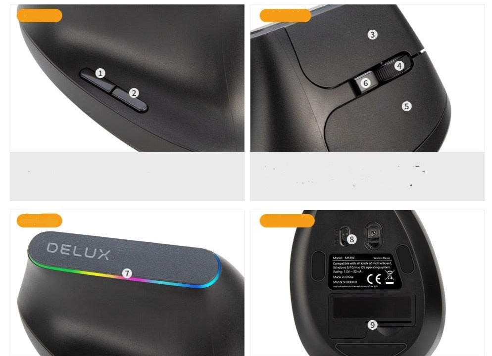 Mouse Vertical Ergonômico Delux