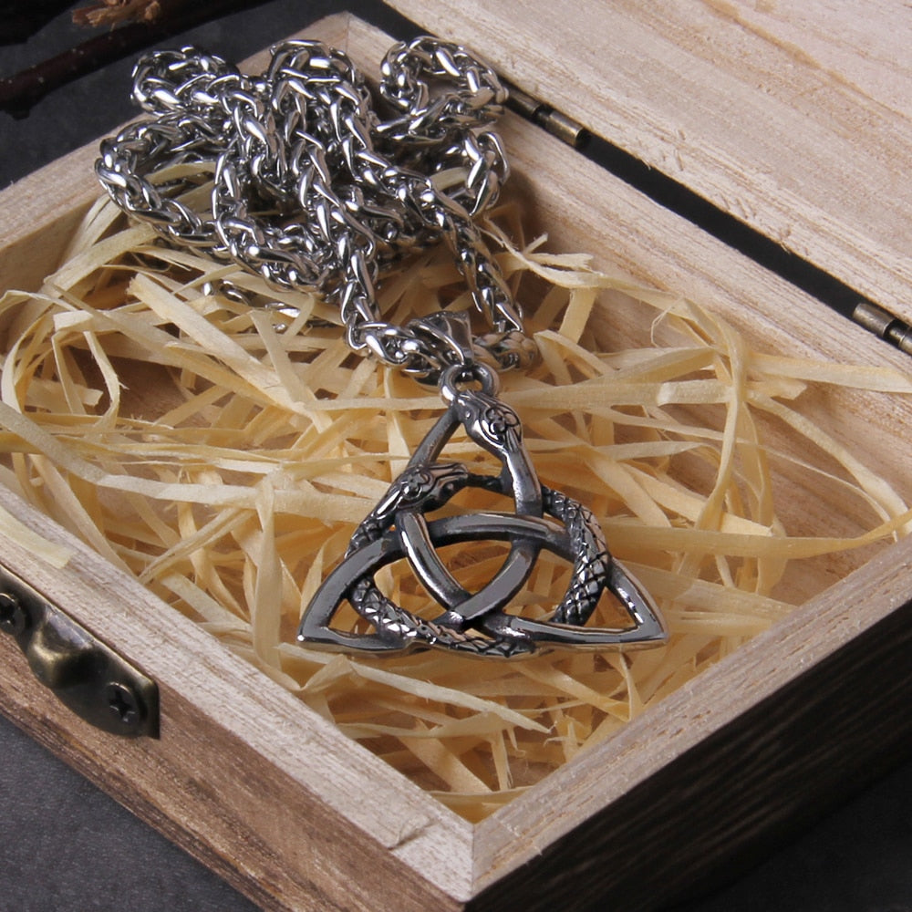 Colar Masculino Valknut Triangulo Vinking com Caixa