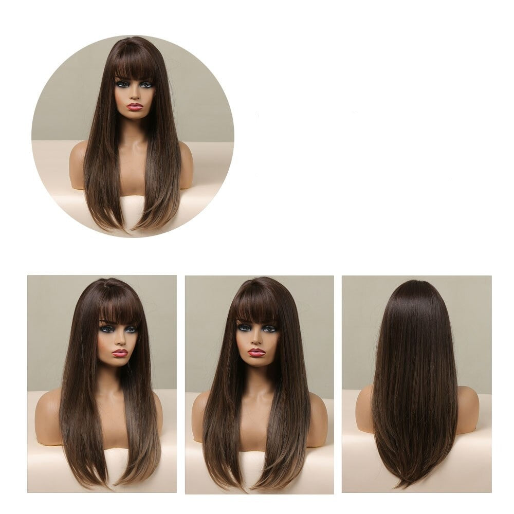 Peruca Wigs Human Realista Longa Lisa Front Lace
