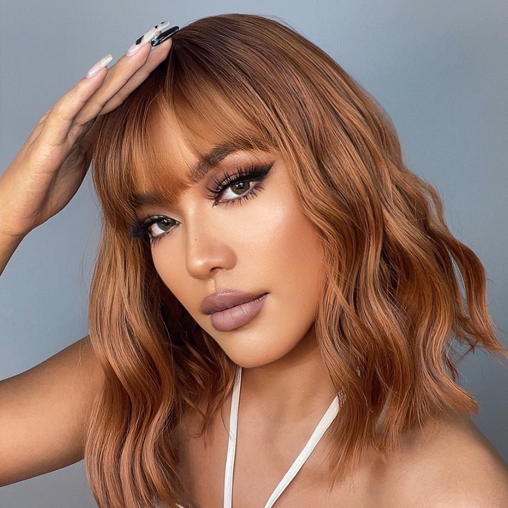 Peruca Curta Cacheada Human Realista Wigs Lace