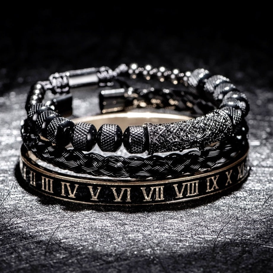 Pulseira Masculina Luxo Flower 3 em 1