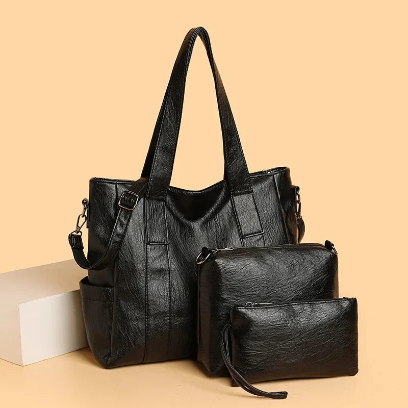 Kit Bolsa Feminina de Couro Legítimo