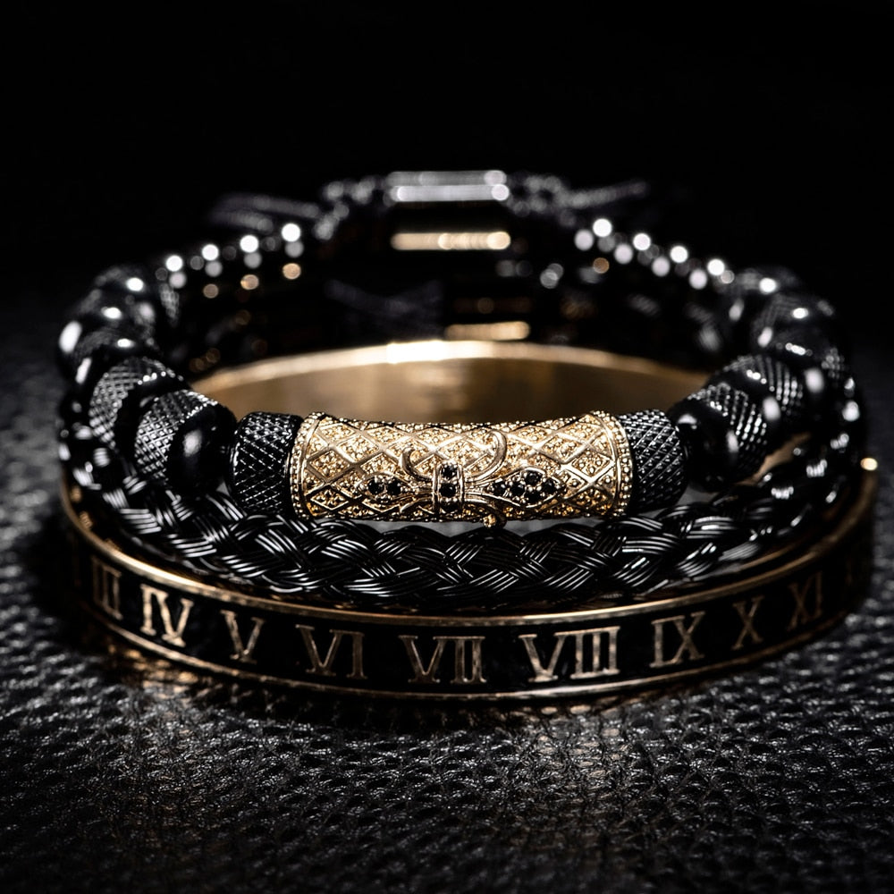Pulseira Masculina Luxo Flower 3 em 1