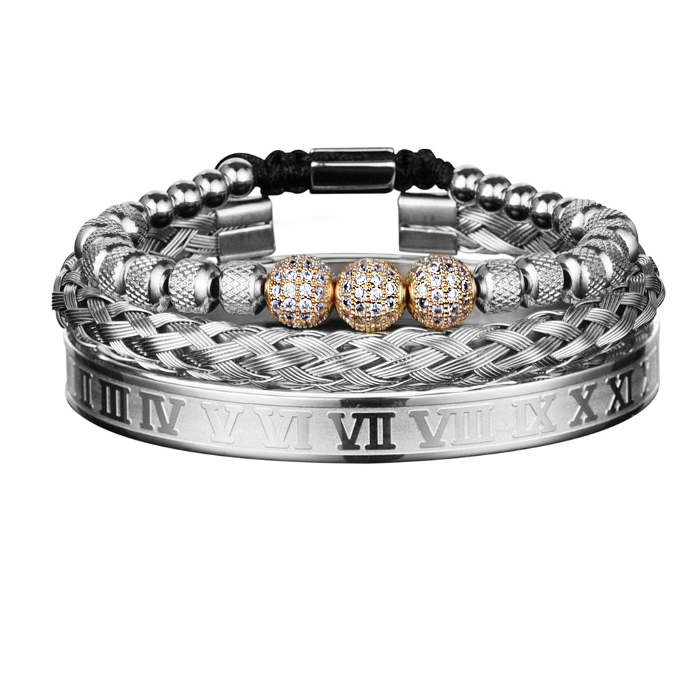 Pulseira Masculina Brilhantes Luxo Punk