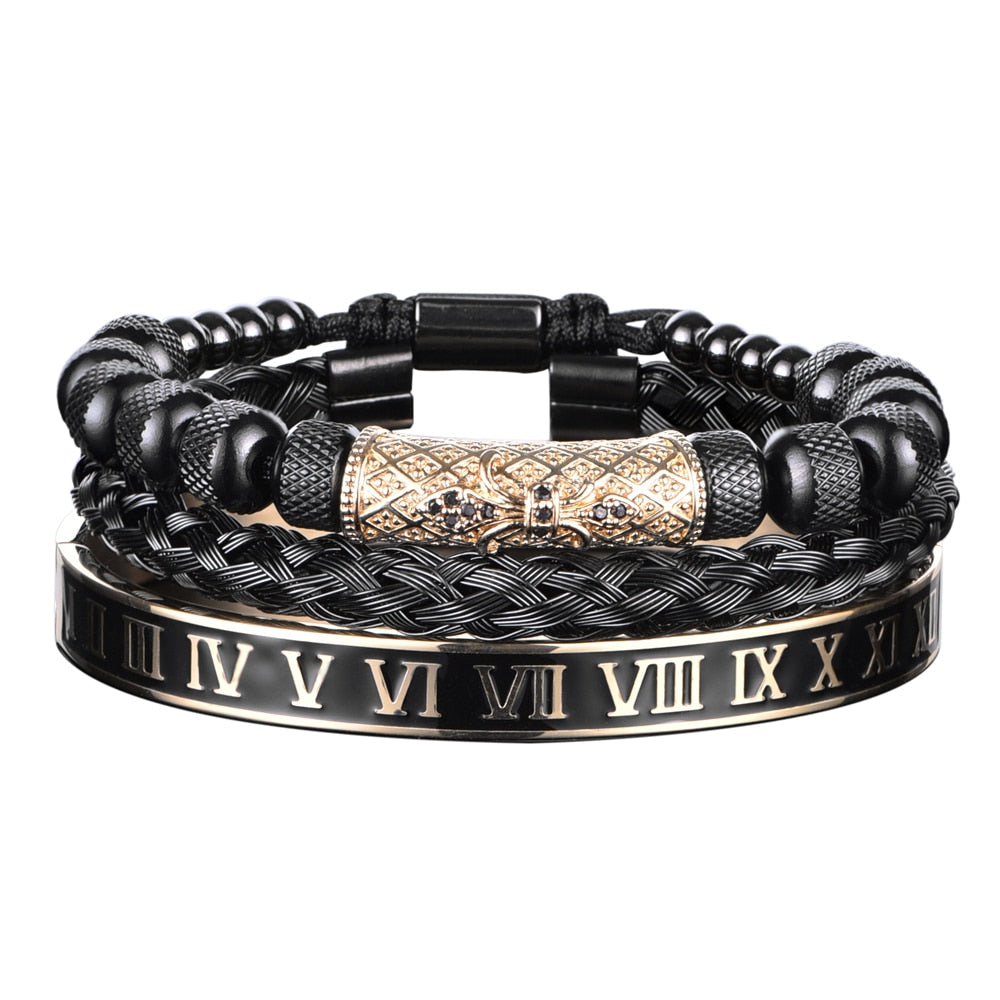 Pulseira Masculina Luxo Flower 3 em 1