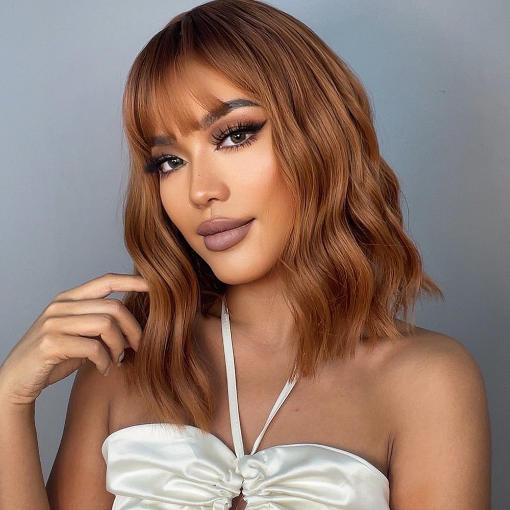 Peruca Curta Cacheada Human Realista Wigs Lace