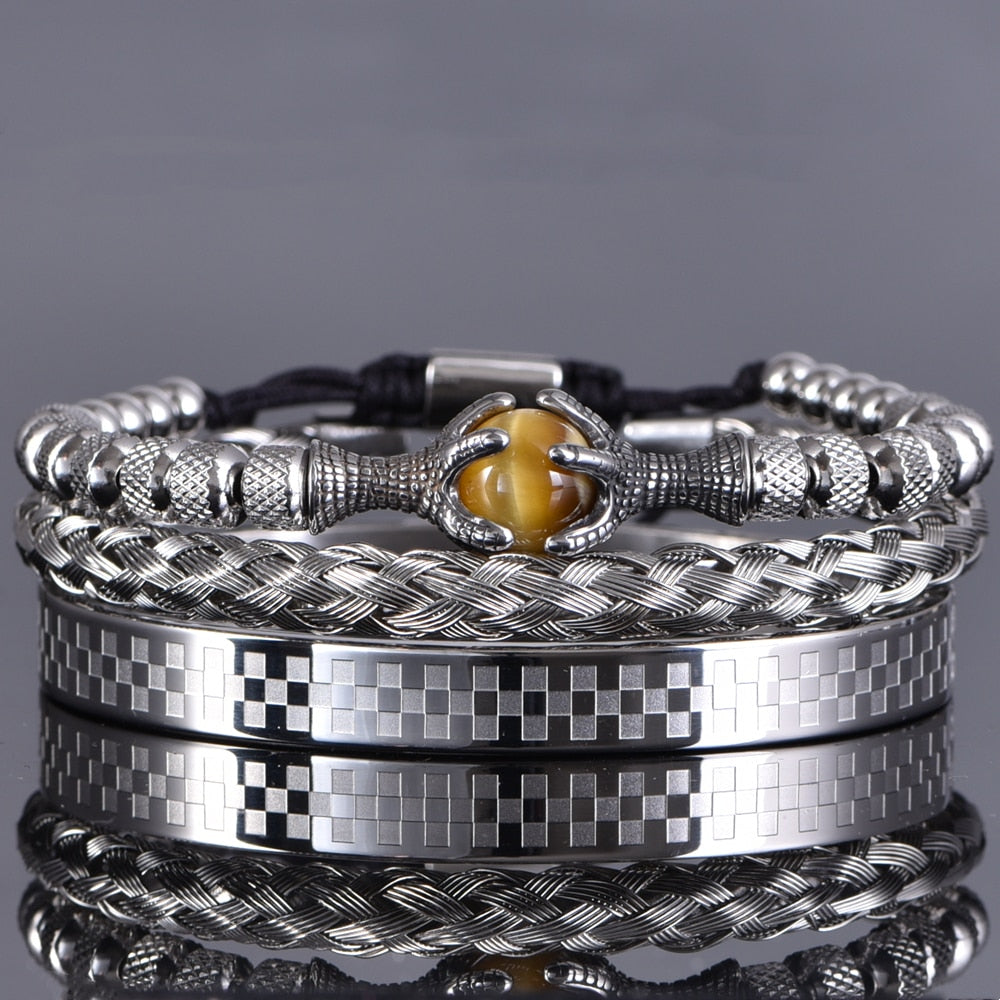 Pulseira Bracelete Masculino Olho de Tigre Stone