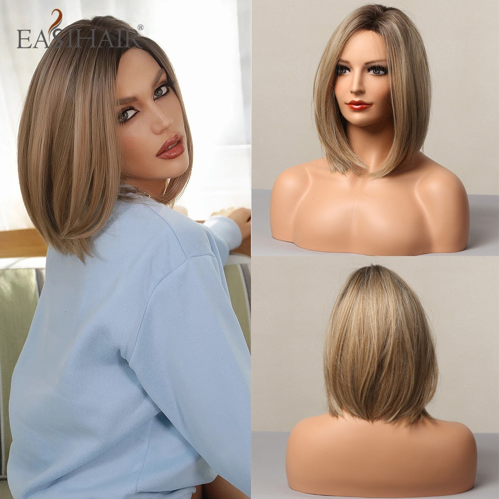 Peruca Curta Human Realista Feminina com Franja