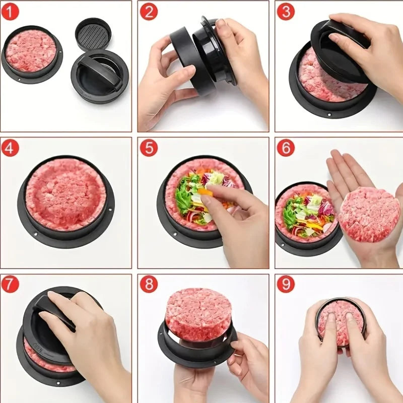Molde para Carne de Hamburger 3 em 1