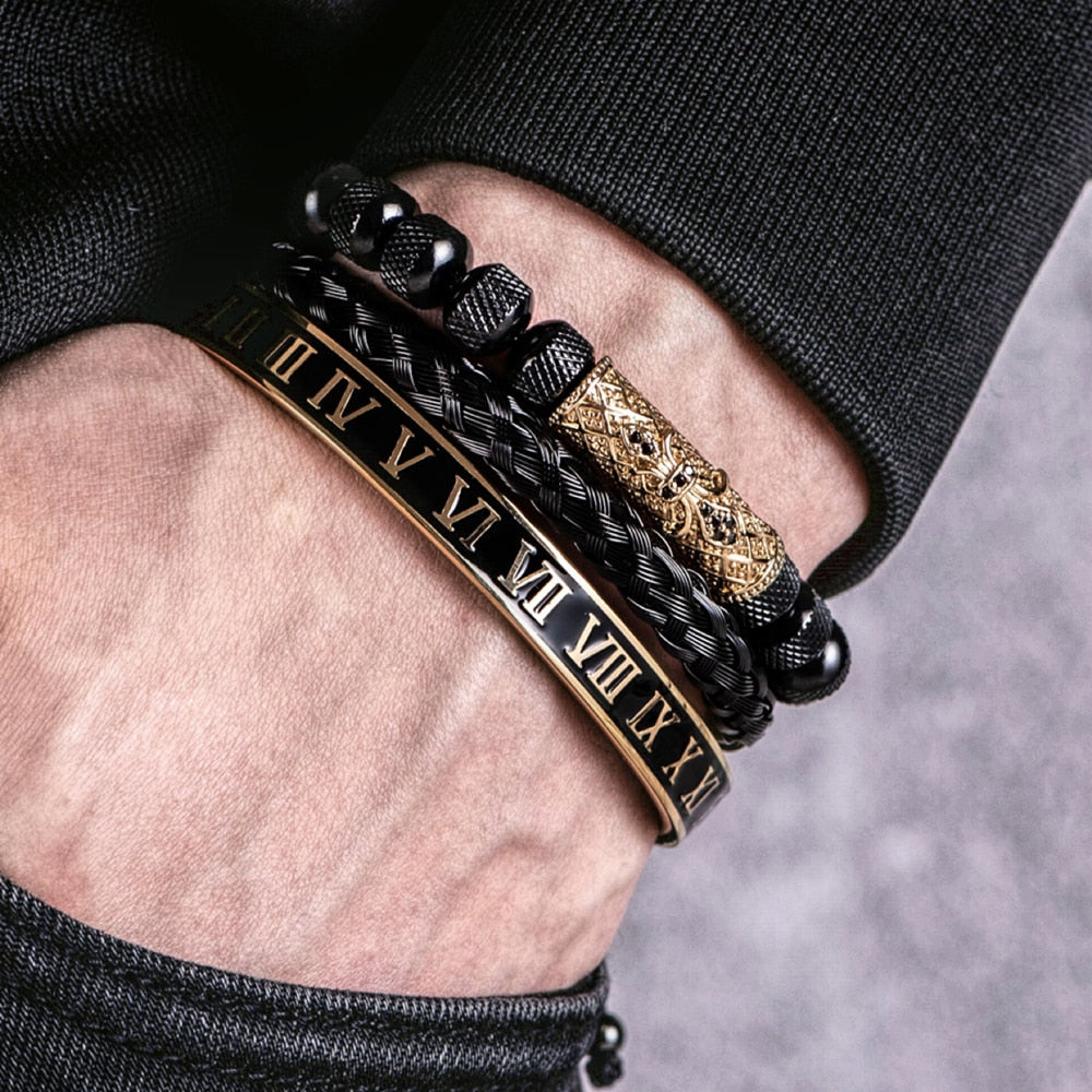 Pulseira Masculina Luxo Flower 3 em 1