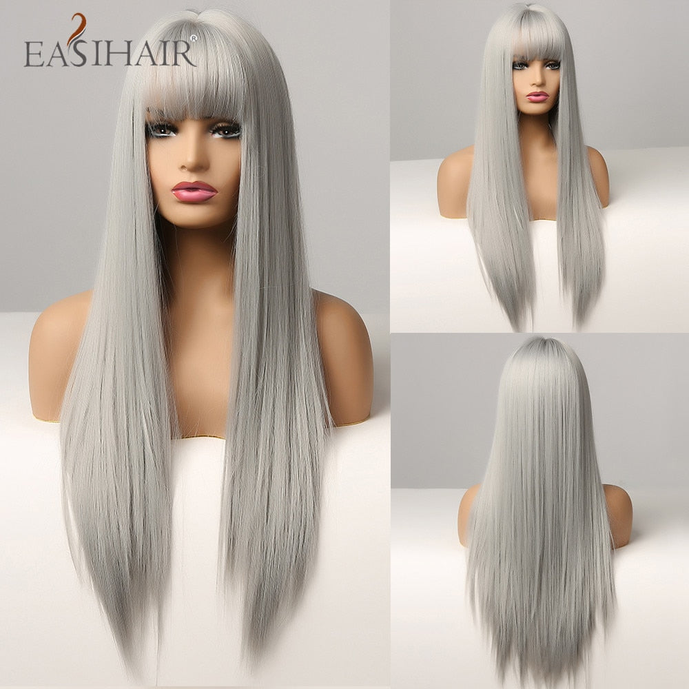 Peruca Wigs Human Realista Longa Lisa Front Lace