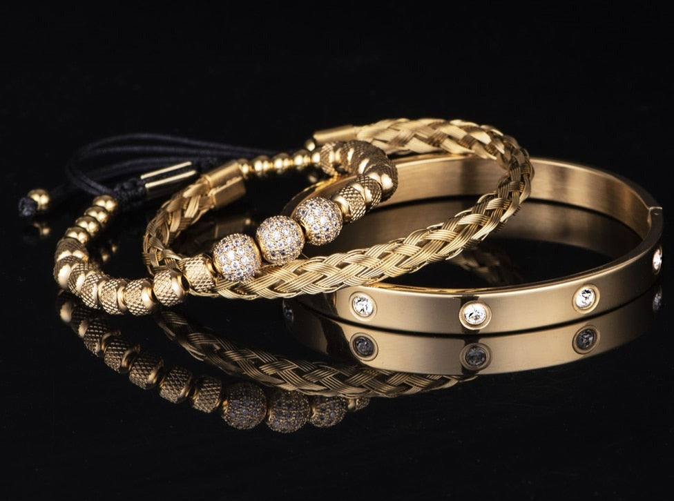 Pulseira Masculina Brilhantes Luxo Punk