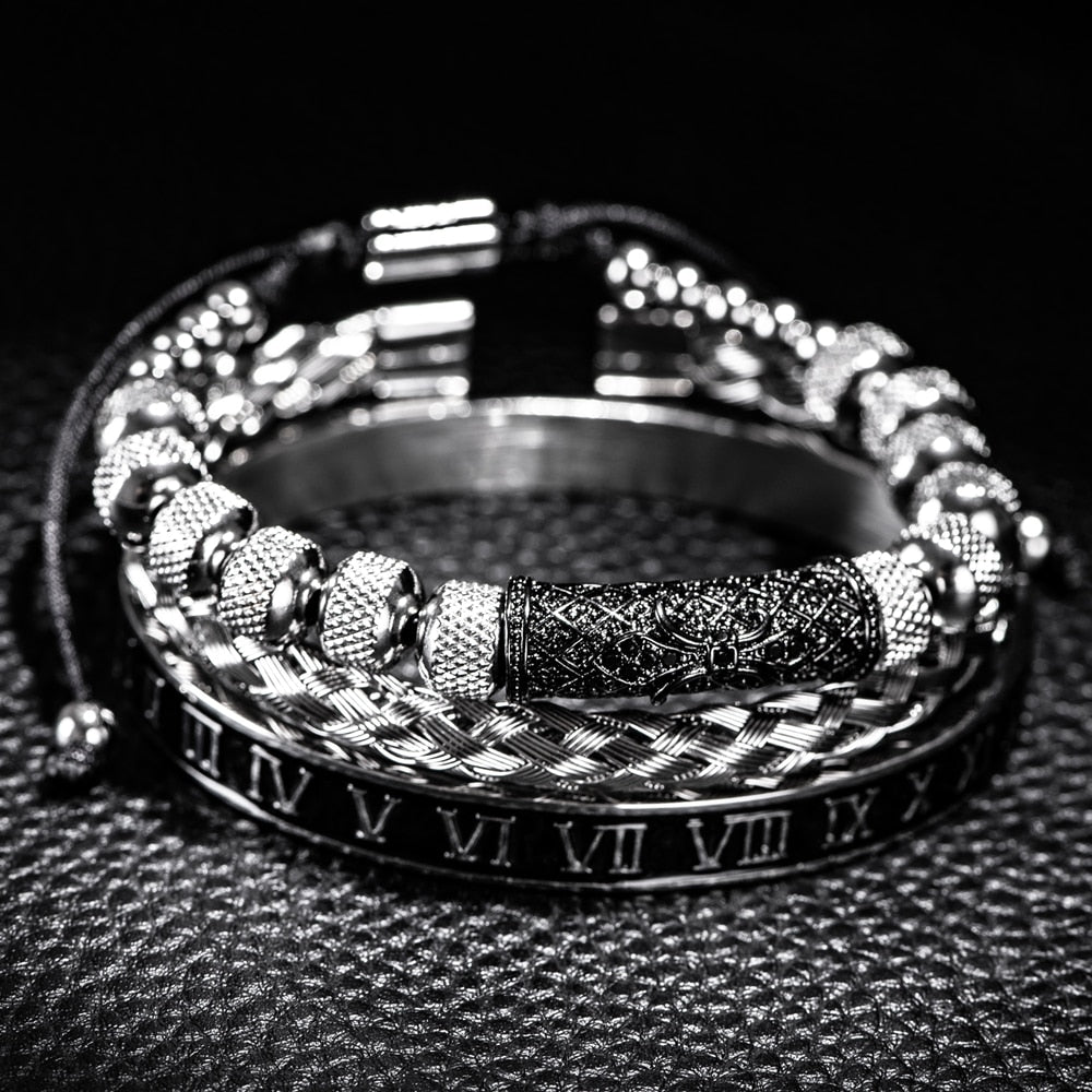 Pulseira Masculina Luxo Flower 3 em 1