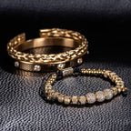 Pulseira Masculina Brilhantes Luxo Punk