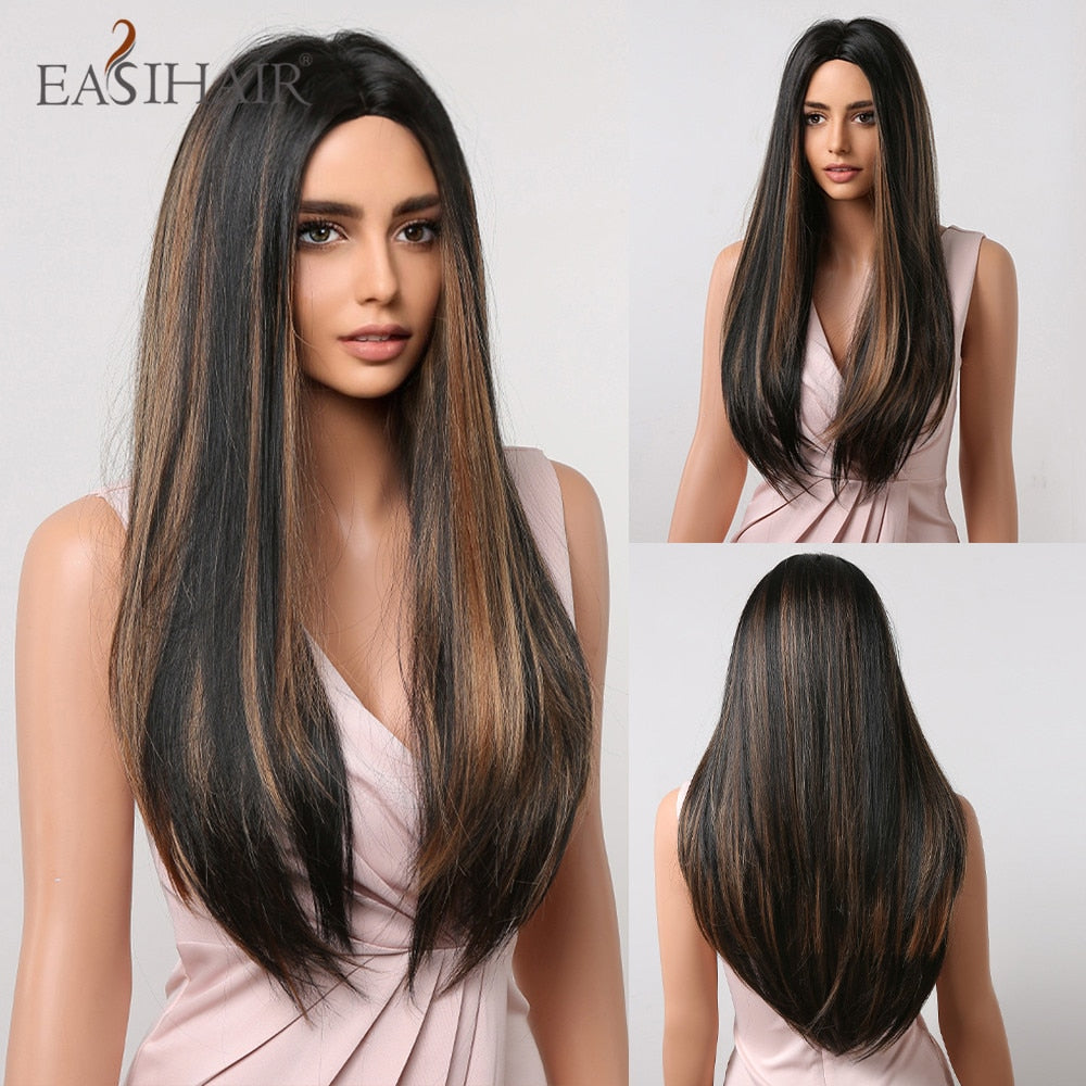 Peruca Wigs Human Realista Longa Lisa Front Lace