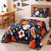 Kit Colcha Infantil Cama Solteiro 2 Peças Cobre-Leito e Porta-Travesseiro Microfibra Estampada Menino e Menina 1,60 x 2,20 m