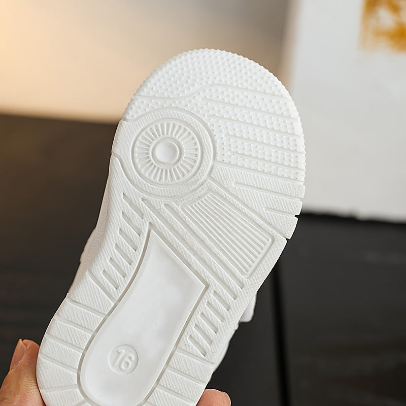 Tênis Infantil Feminino Solado Macio Velcro Estampa Coração Glitter Branco Numeração 18 ao 24