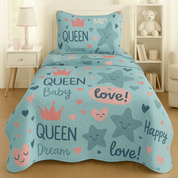 Kit Colcha Infantil Cama Solteiro 2 Peças Cobre-Leito e Porta-Travesseiro Microfibra Estampada Menino e Menina 1,60 x 2,20 m