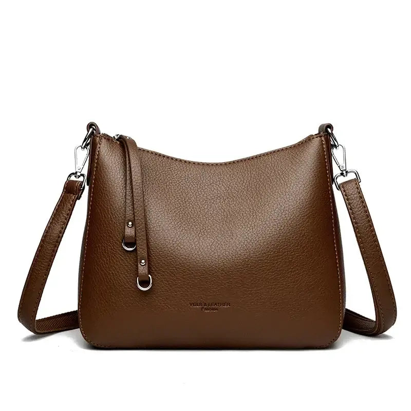 Bolsa de Couro Feminina Transversal Marrom 009
