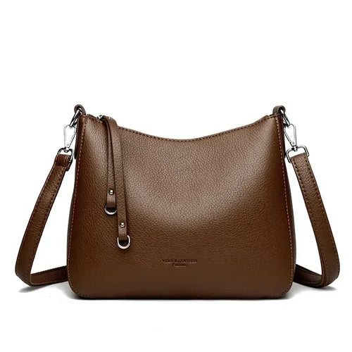 Bolsa de Couro Feminina Transversal Marrom 009