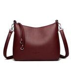Bolsa de Couro Feminina Transversal Vinho 009