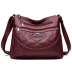 Bolsa de Couro Feminina Transversal Vinho 019