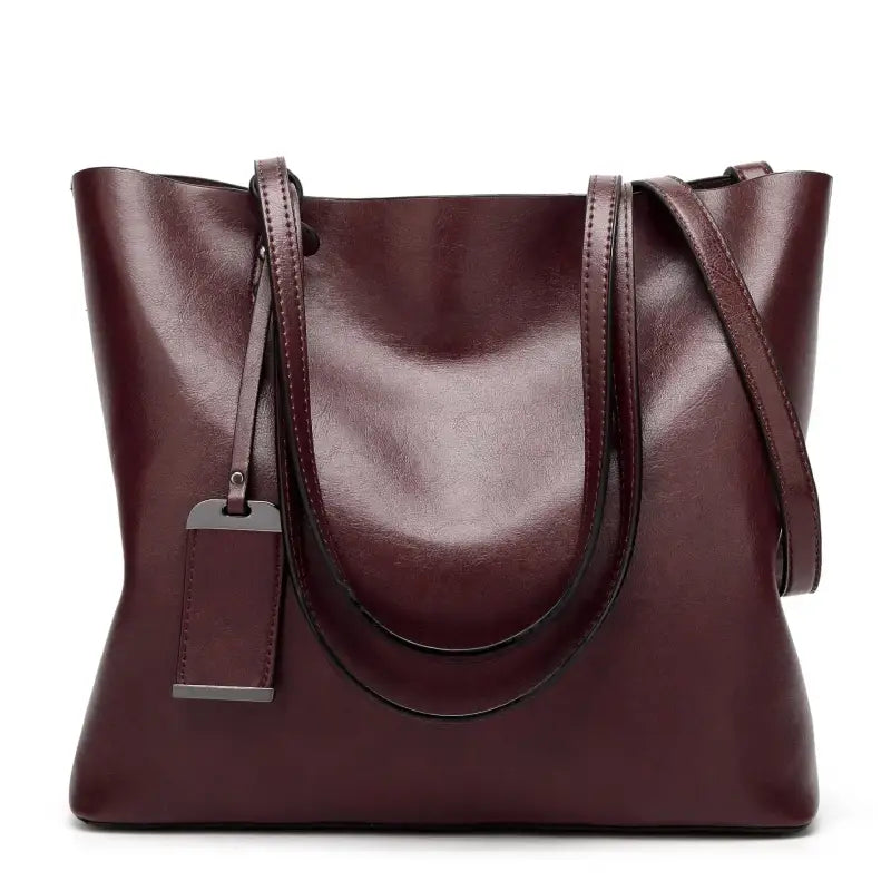 Bolsa Feminina Grande De Couro Legítimo Marrom 537