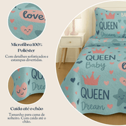 Kit Colcha Infantil Cama Solteiro 2 Peças Cobre-Leito e Porta-Travesseiro Microfibra Estampada Menino e Menina 1,60 x 2,20 m