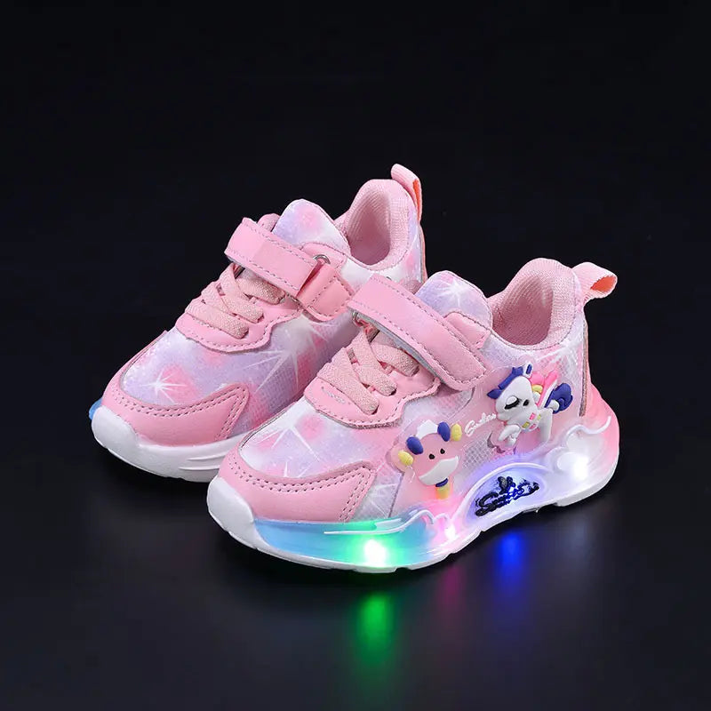 Tênis Infantil Led Luminoso Meninas Desenho Animado Velcro Sola Macia 20 ao 27 — foto 1