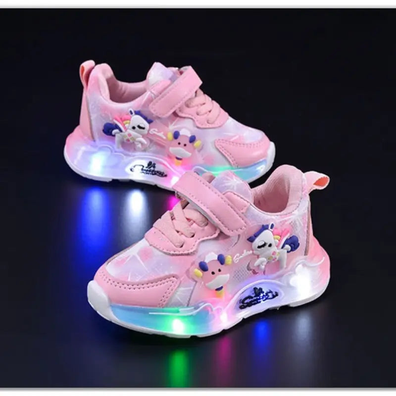 Tênis Infantil Led Luminoso Meninas Desenho Animado Velcro Sola Macia 20 ao 27 — foto 2