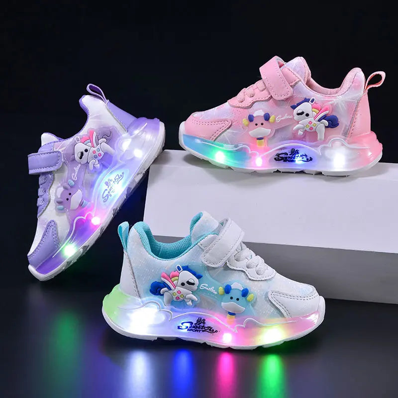 Tênis Infantil Led Luminoso Meninas Desenho Animado Velcro Sola Macia 20 ao 27 — foto 4