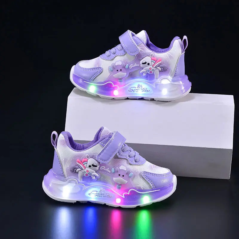 Tênis Infantil Led Luminoso Meninas Desenho Animado Velcro Sola Macia 20 ao 27 — foto 7