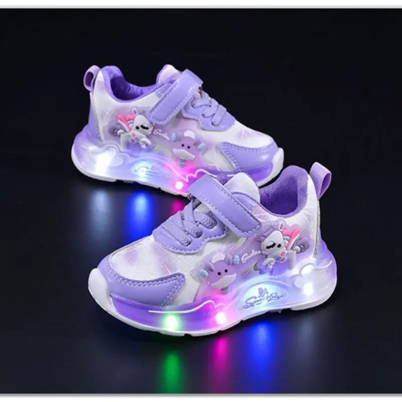 Tênis Infantil Led Luminoso Meninas Desenho Animado Velcro Sola Macia 20 ao 27 — foto 9