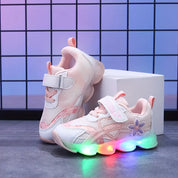 Tênis Infantil Feminino com Luz LED Respirável Malha Flores Velcro 20 ao 27 — foto 9