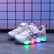 Tênis Infantil Feminino com Luz LED Respirável Malha Flores Velcro 20 ao 27 — foto 10