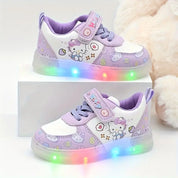 Tênis Infantil Feminino com Luz de Led Estampa Hello Kitty Casual Velcro PU Rosa 19 ao 27 — foto 1
