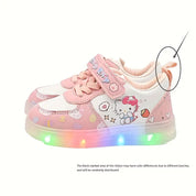 Tênis Infantil Feminino com Luz de Led Estampa Hello Kitty Casual Velcro PU Rosa 19 ao 27 — foto 5