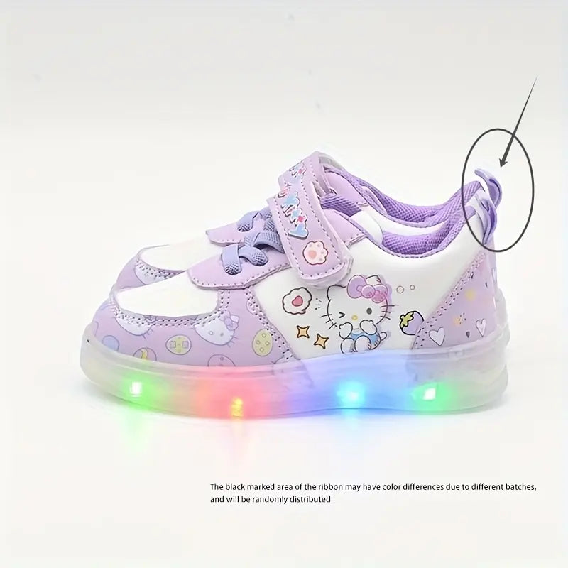 Tênis Infantil Feminino com Luz de Led Estampa Hello Kitty Casual Velcro PU Rosa 19 ao 27 — foto 7