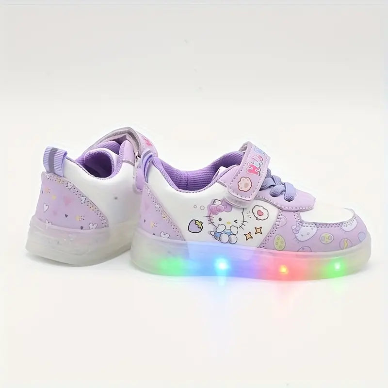 Tênis Infantil Feminino com Luz de Led Estampa Hello Kitty Casual Velcro PU Rosa 19 ao 27 — foto 9