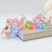 Tênis Infantil Feminino com Luz de Led Estampa Hello Kitty Casual Velcro PU Rosa 19 ao 27 — foto 10