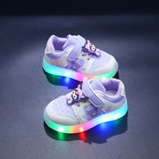 Tênis Infantil Feminino Casual Luminoso LED Velcro Cano Baixo Rosa e Roxo 20 ao 27 — foto 8