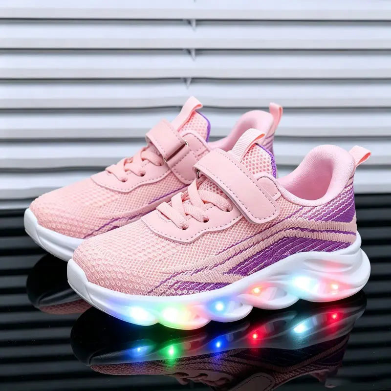 Tênis Infantil com Luz LED Casual Respirável Malha Velcro 19 ao 27 — foto 1