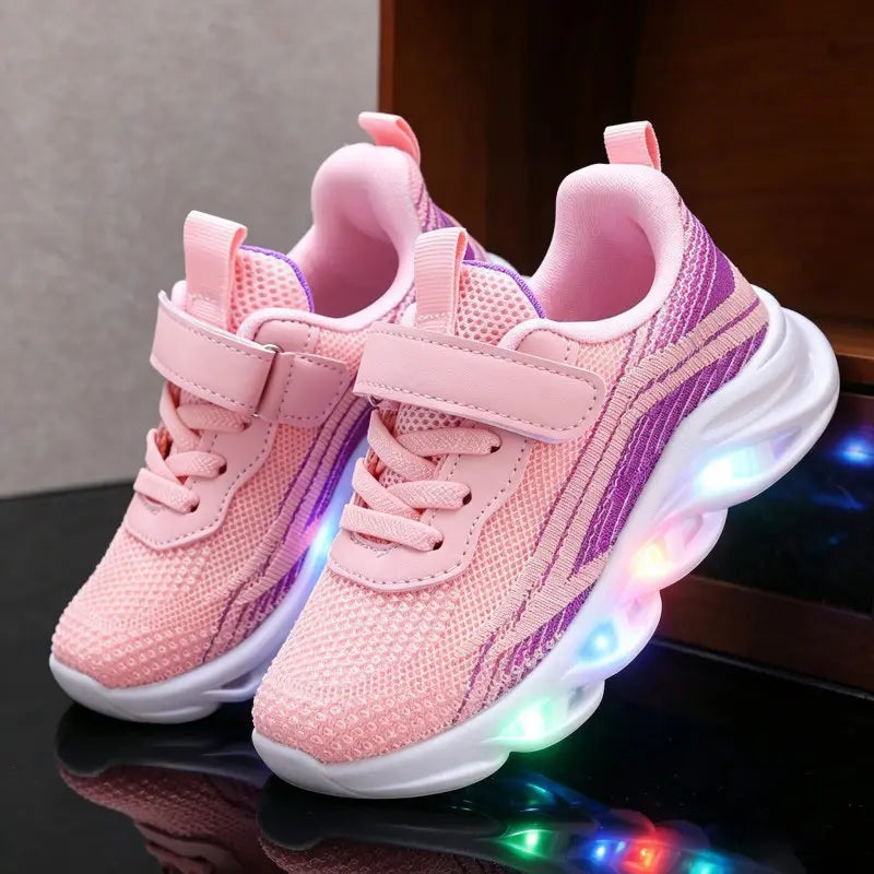 Tênis Infantil com Luz LED Casual Respirável Malha Velcro 19 ao 27 — foto 3